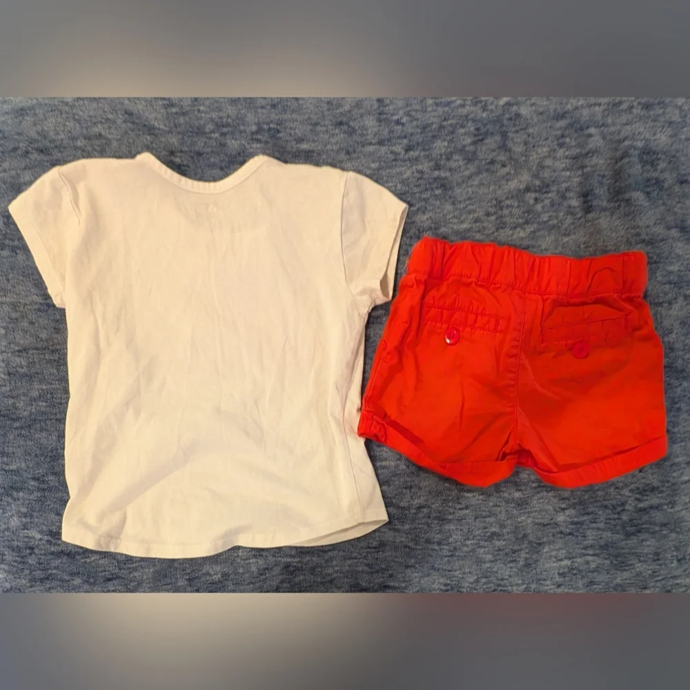 Adidas 3T White Tee with Orange Logo and Orange Floral Shorts